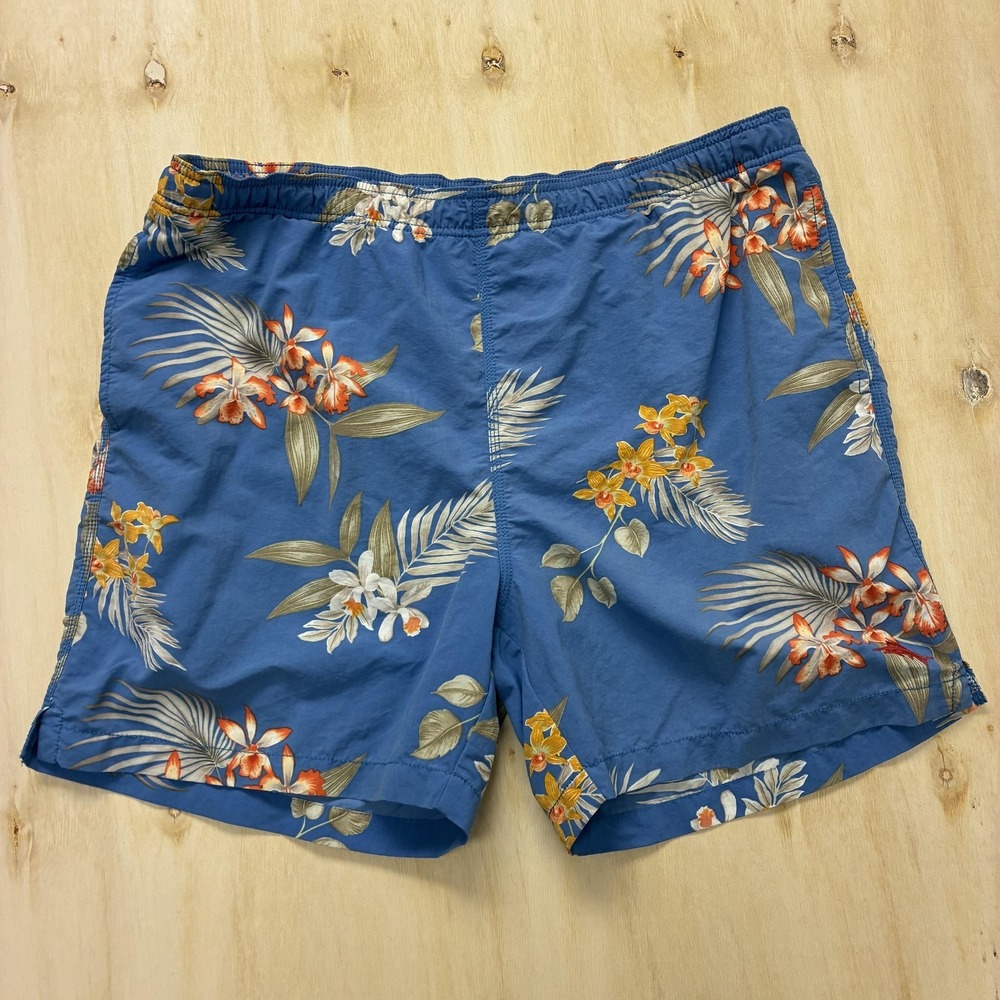Tommy Bahama Swim Shorts Mens Large‎ Blue Floral Tropical Lined Beach Trunks